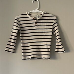 H&M Kids Long Sleeve Shirt - Cream and Black Stripes